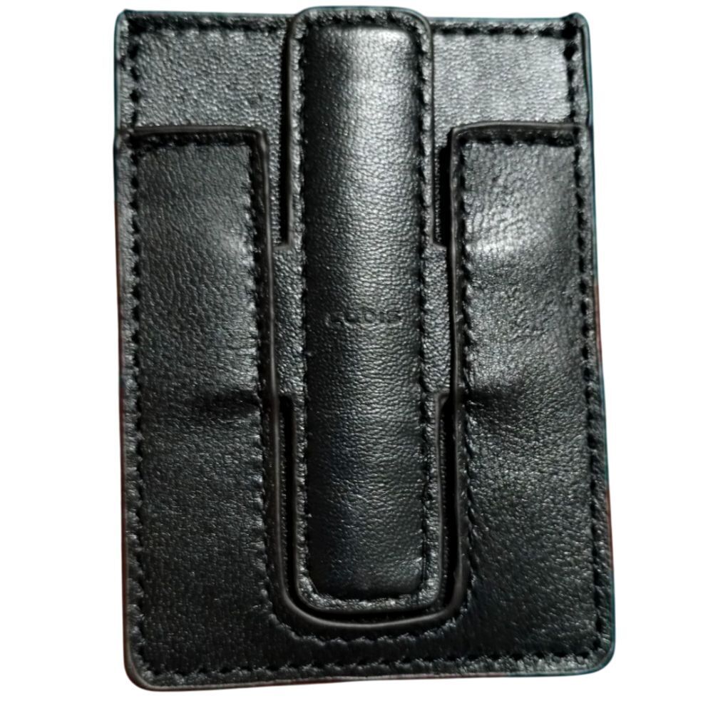 LODIS Adhesive Tech Card Case Phone Stand Black Leather RFID Protection (2)‎ New
